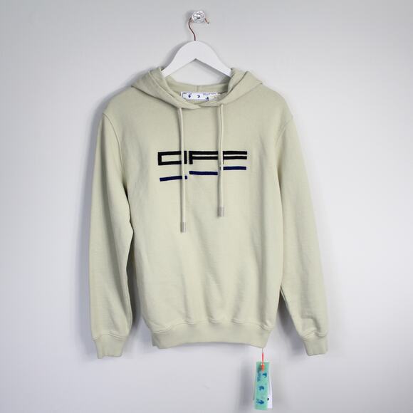 Off-White c/o Virgil Abloh "Off" Logo Beige Neutrals Minimalist Hoodie Sweater - Picture 7 of 14